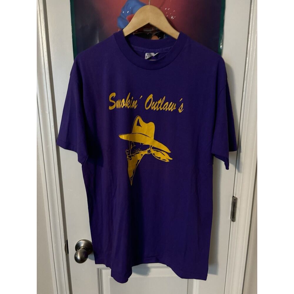 Vintage purple smokin outlaws faded T-shirt Size Xl Bandit Made In USA